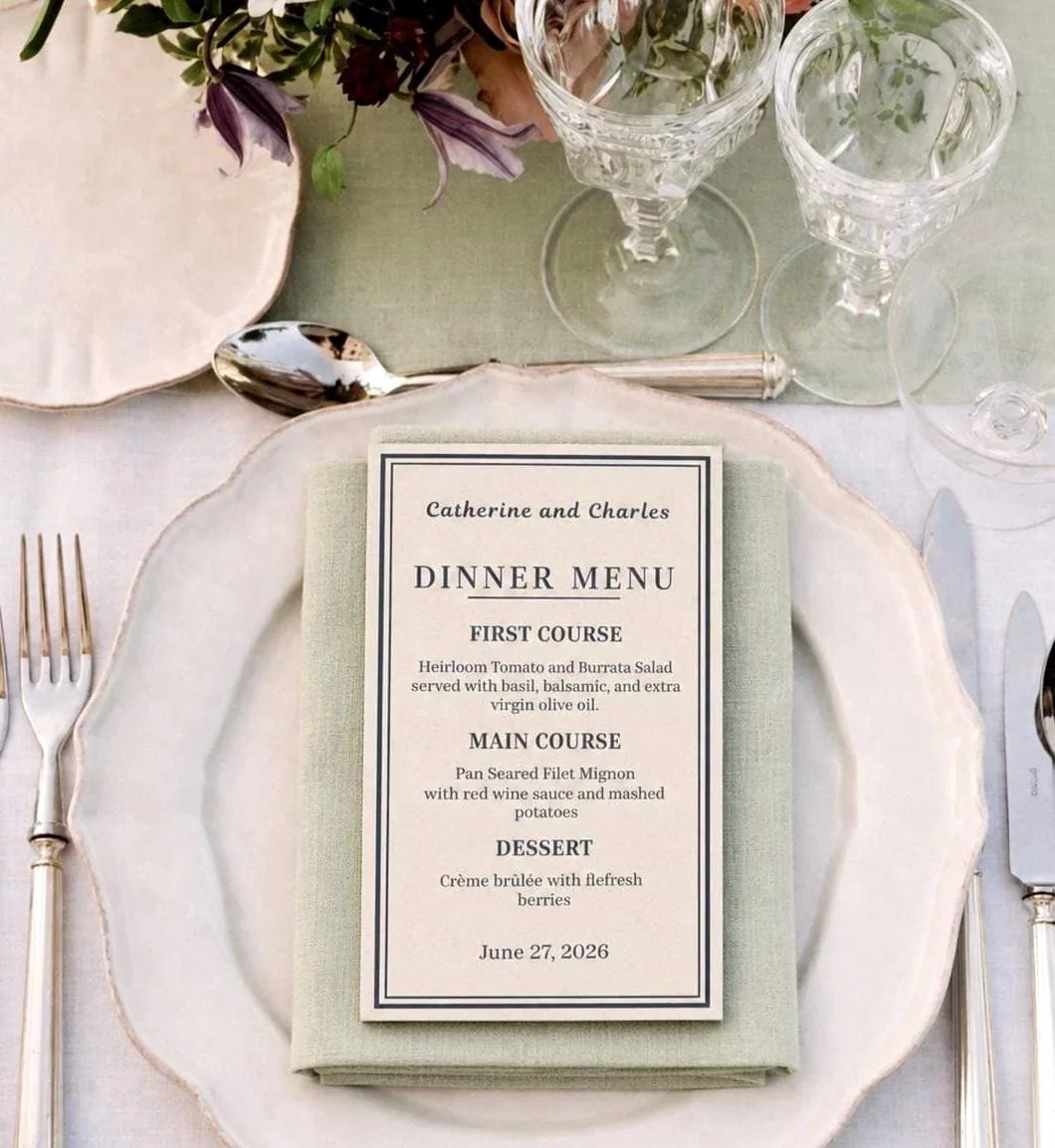 Custom Wedding Menu