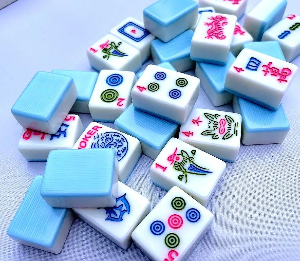The Heritage Blue Mahjong Tile Set: Standard Size