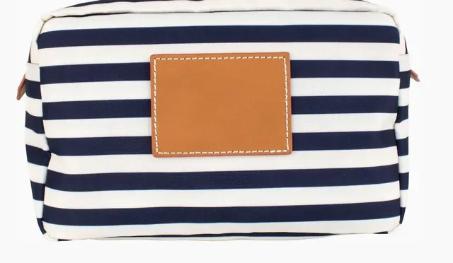 Navy Striped Monogramed Tile Bag