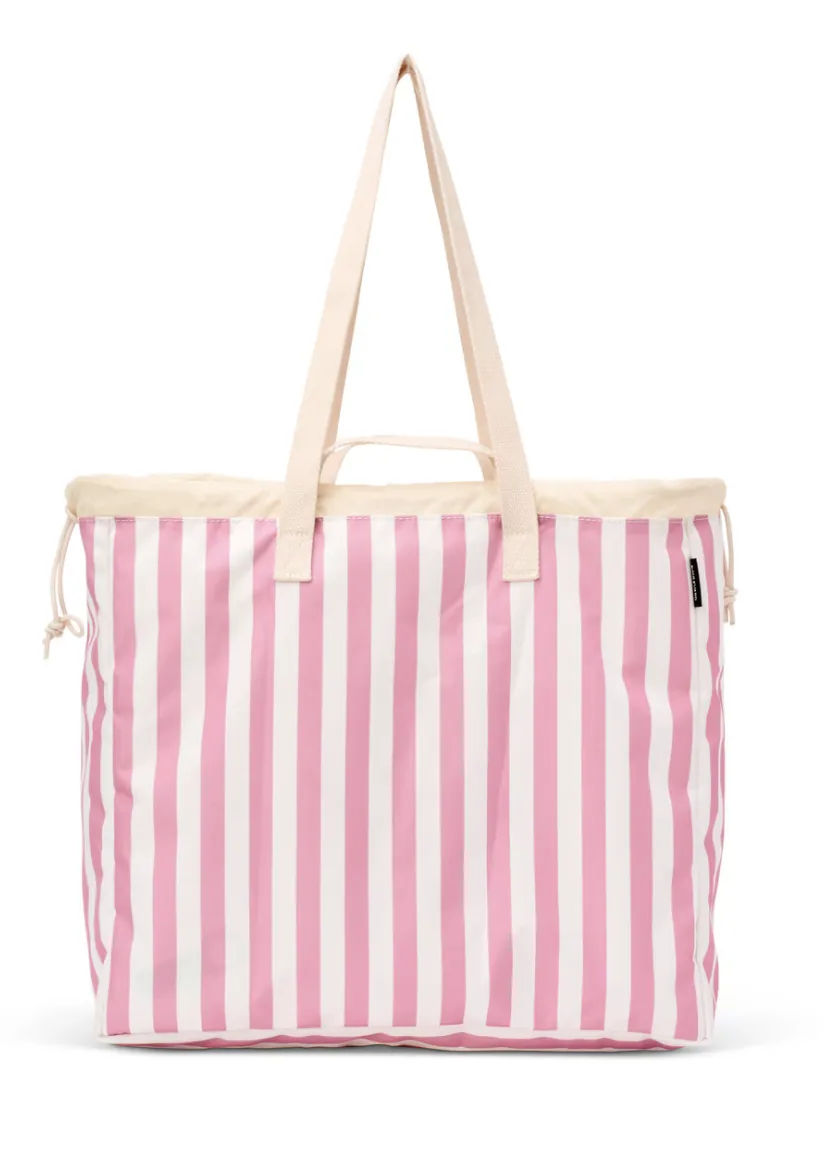 Pink Cabana Stripe Mahjong Travel Bag
