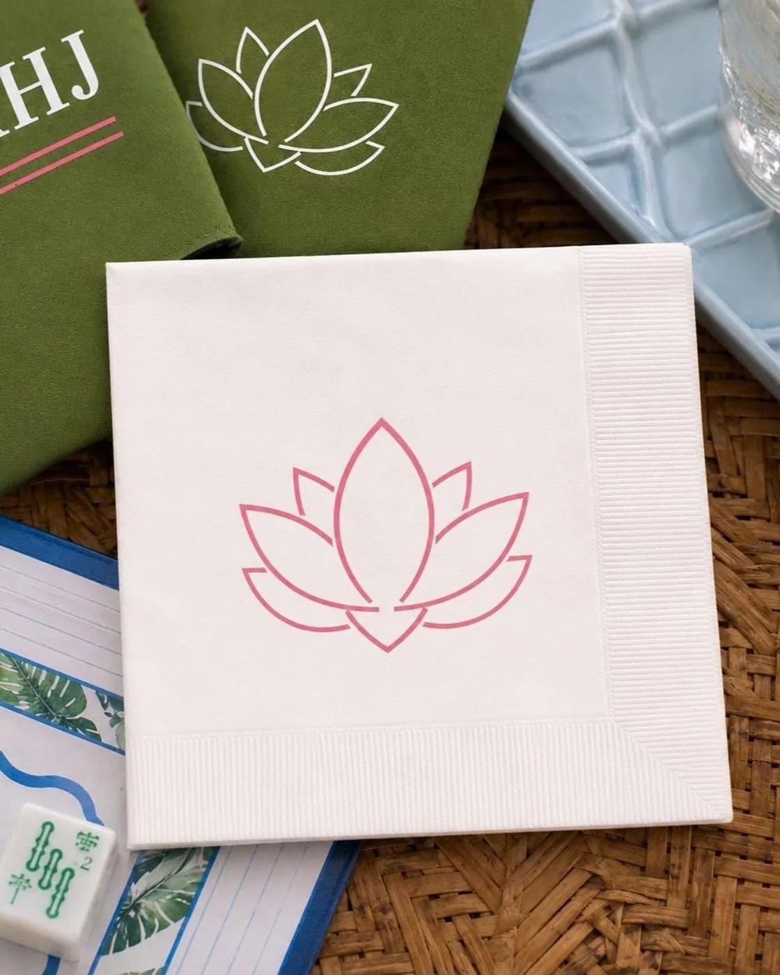 Pink Lotus Mahjong Cocktail Napkins