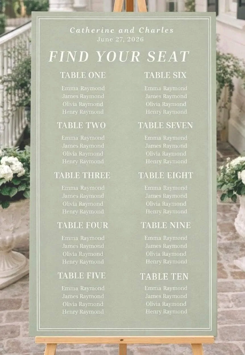 Sage Green Wedding Seating Chart