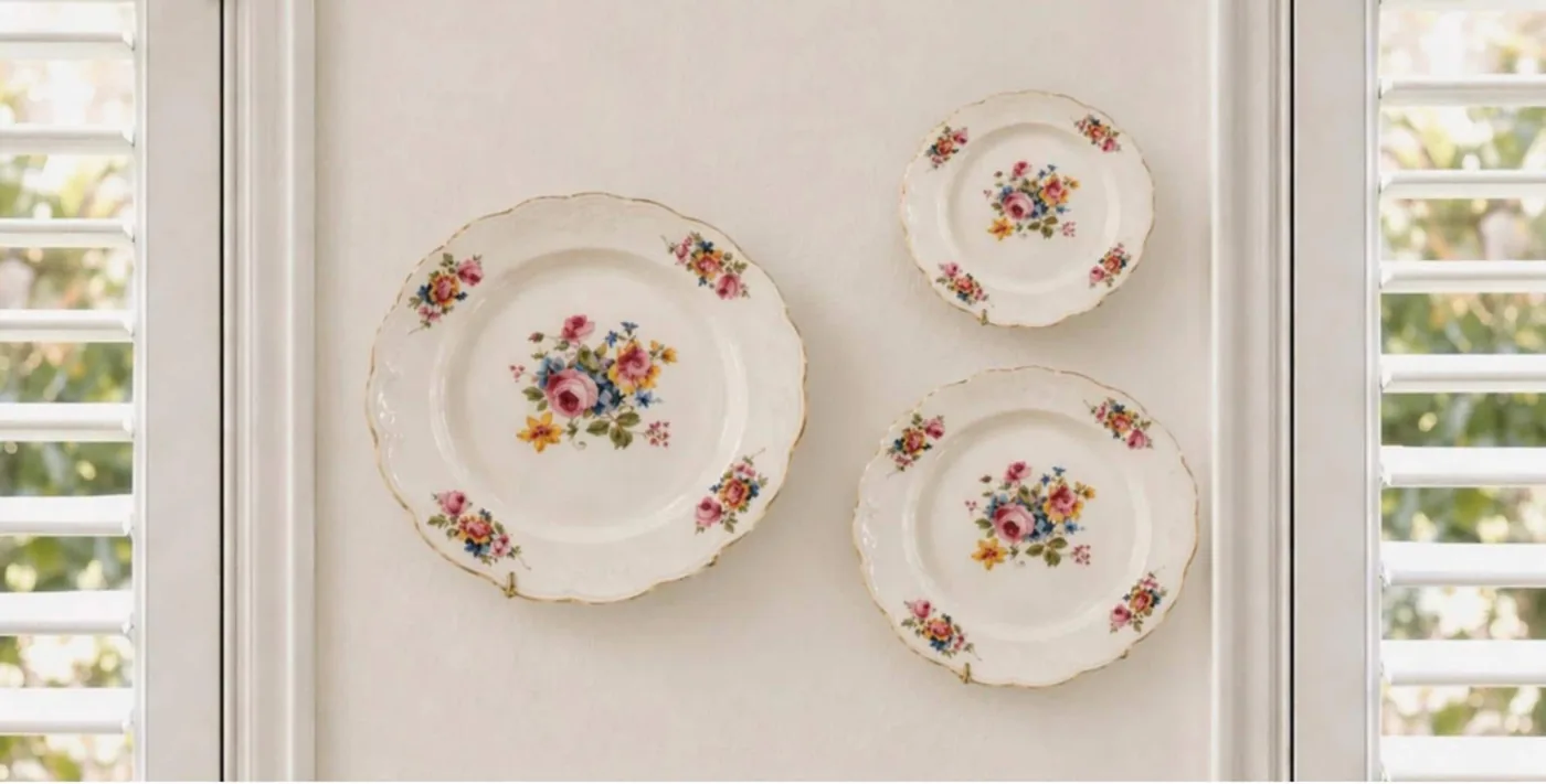 Vintage Floral China Plate Wall Set of 3