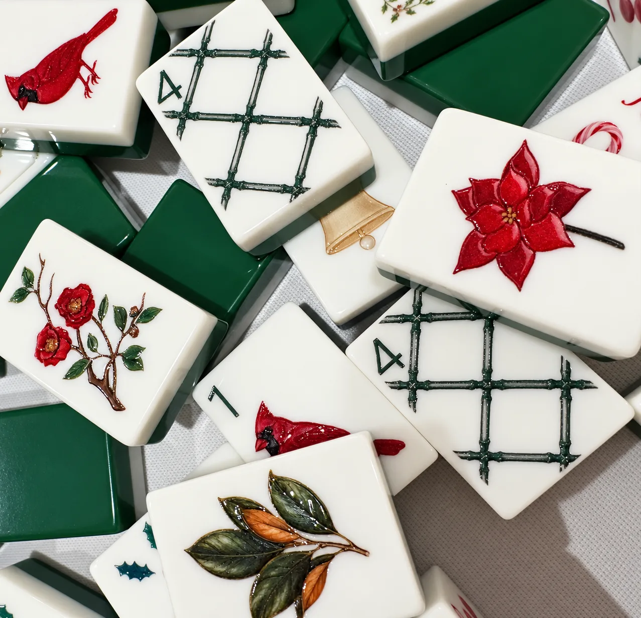 Hand- Illustrated Mary Mahjong Christmas Tile Set